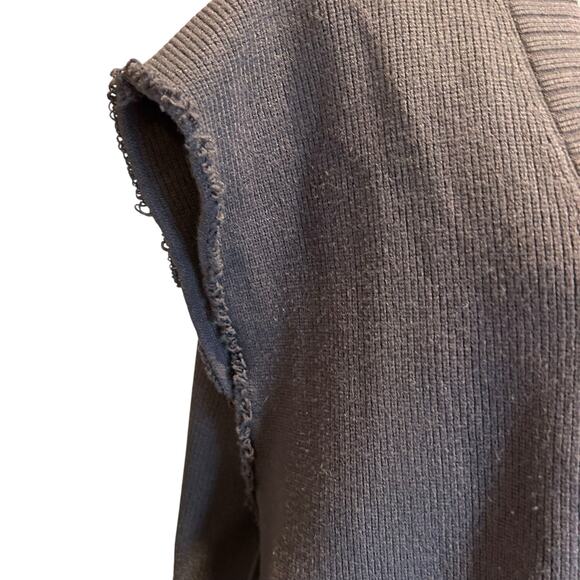 Free People Oakleigh Vest Womens Sz Large Charcoal Gray V Neck Raw Hem Oversize - Picture 6 of 16